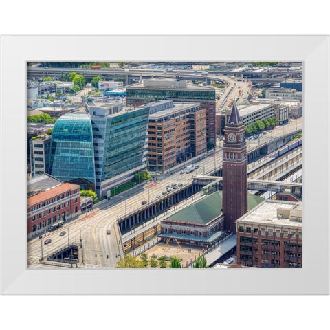 WA-Seattle-King Street Station White Modern Wood Framed Art Print by Wild, Jamie and Judy