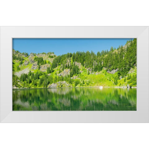Washington State-Central Cascades-Rampart Ridge-Lake Lillian White Modern Wood Framed Art Print by Wild, Jamie and Judy