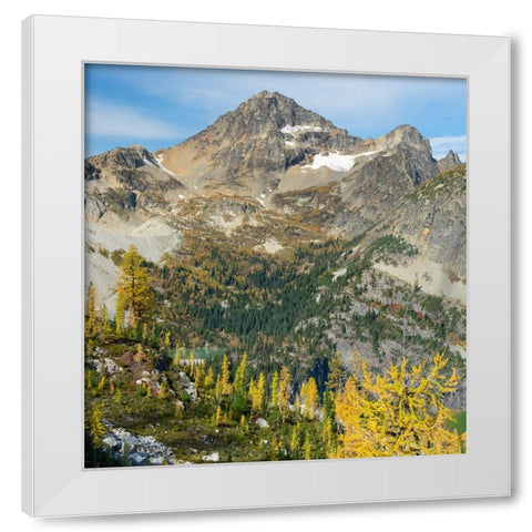 Washington State-North Cascades-Lewis Lake and Black Peak-view from Heather Pass White Modern Wood Framed Art Print by Wild, Jamie and Judy