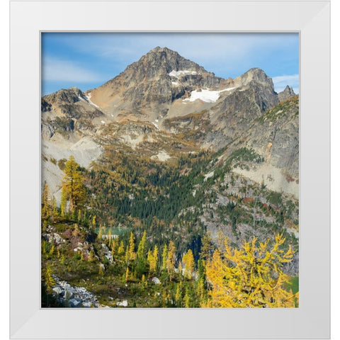 Washington State-North Cascades-Lewis Lake and Black Peak-view from Heather Pass White Modern Wood Framed Art Print by Wild, Jamie and Judy