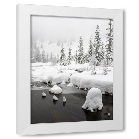 Washington State- Central Cascades. Winter scene at Granite Lake White Modern Wood Framed Art Print by Wild, Jamie and Judy