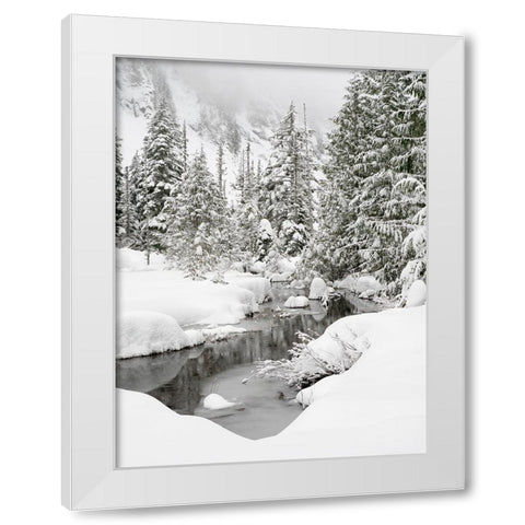Washington State- Central Cascades. Granite Creek winter scene White Modern Wood Framed Art Print by Wild, Jamie and Judy