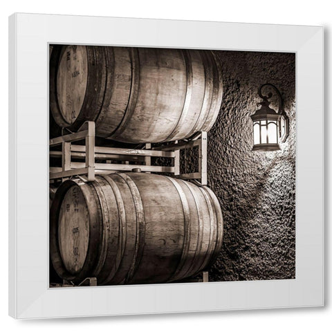 Washington State-Yakima Valley Barrel cave in low light White Modern Wood Framed Art Print by Duval, Richard