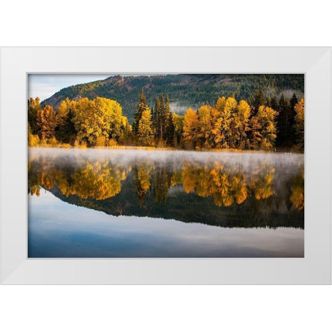 Washington State-Cle Elum Fall color by a pond in Central Washington White Modern Wood Framed Art Print by Duval, Richard