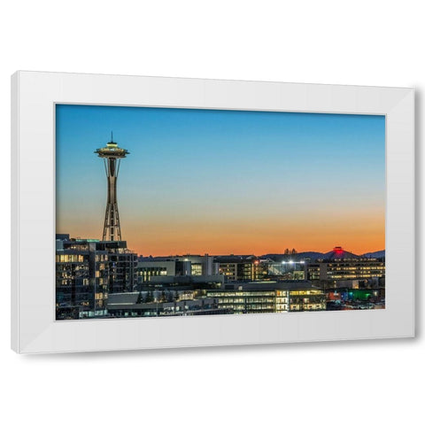 Washington State-Seattle Skyline at Sunset White Modern Wood Framed Art Print by Tilley, Rob
