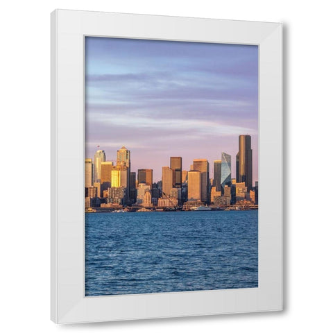 Washington State-Seattle Skyline at Sunset White Modern Wood Framed Art Print by Tilley, Rob