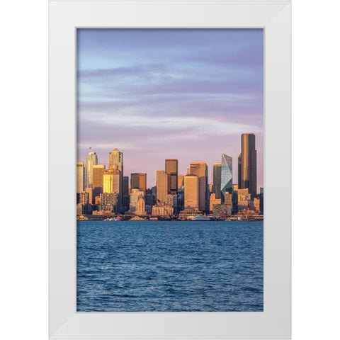 Washington State-Seattle Skyline at Sunset White Modern Wood Framed Art Print by Tilley, Rob