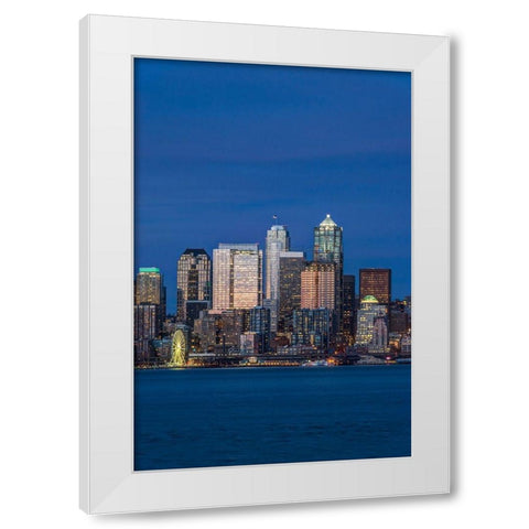 Washington State-Seattle Skyline at Twilight White Modern Wood Framed Art Print by Tilley, Rob