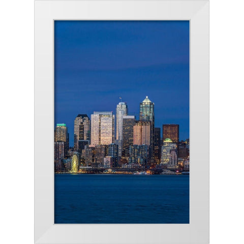 Washington State-Seattle Skyline at Twilight White Modern Wood Framed Art Print by Tilley, Rob
