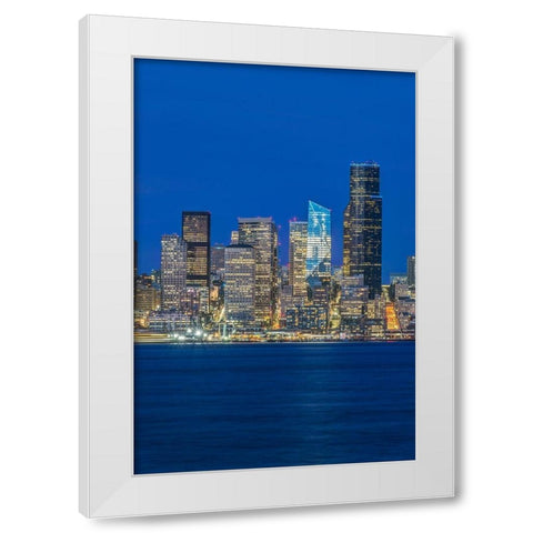 Washington State-Seattle Skyline at Twilight White Modern Wood Framed Art Print by Tilley, Rob