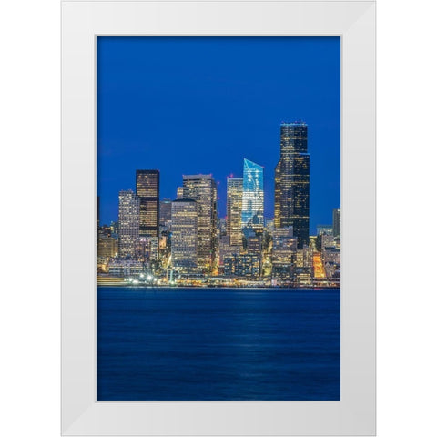 Washington State-Seattle Skyline at Twilight White Modern Wood Framed Art Print by Tilley, Rob