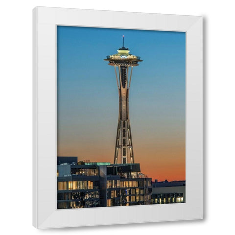 Washington State-Seattle Space Needle at Sunset White Modern Wood Framed Art Print by Tilley, Rob