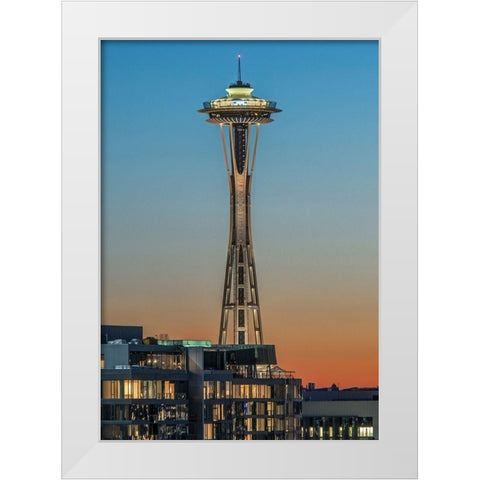 Washington State-Seattle Space Needle at Sunset White Modern Wood Framed Art Print by Tilley, Rob