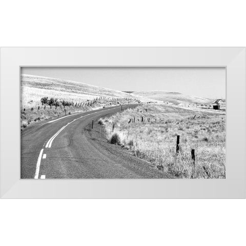 USA-Washington State-Benge Washtucna Road in black and white White Modern Wood Framed Art Print by Gulin, Sylvia