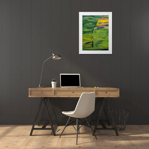 USA-Washington State-Palouse and Steptoe Butte State Park view of Wheat and Canola White Modern Wood Framed Art Print by Gulin, Sylvia