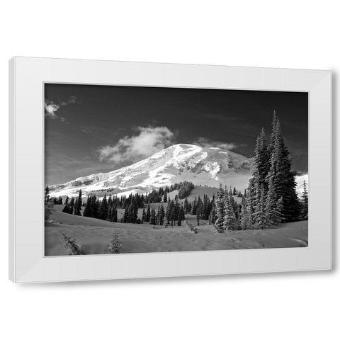USA-Washington State-Mt-Rainier National Park-Winter on Mount Rainier White Modern Wood Framed Art Print by Eggers, Terry