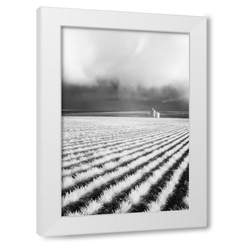 USA-Washington State-Silo with Storm front coming White Modern Wood Framed Art Print by Eggers, Terry