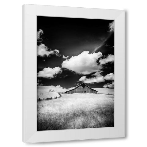USA-Palouse Country-Washington State-Infrared Palouse fields and barn White Modern Wood Framed Art Print by Eggers, Terry