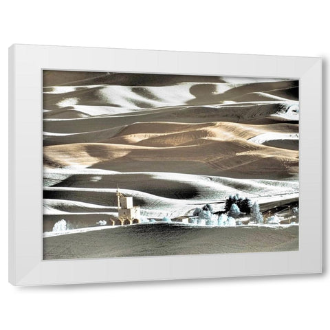 USA-Washington State-Palouse region-the town of Steptoe at Sunset White Modern Wood Framed Art Print by Eggers, Terry