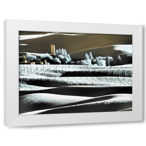 USA-Washington State-Palouse region-the town of Steptoe at Sunset White Modern Wood Framed Art Print by Eggers, Terry