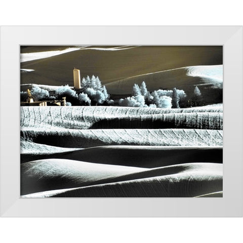 USA-Washington State-Palouse region-the town of Steptoe at Sunset White Modern Wood Framed Art Print by Eggers, Terry