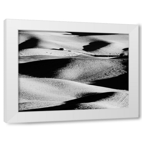 USA-Washington State-Palouse region-Rolling hills at Sunset White Modern Wood Framed Art Print by Eggers, Terry