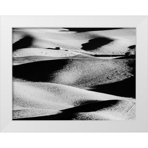 USA-Washington State-Palouse region-Rolling hills at Sunset White Modern Wood Framed Art Print by Eggers, Terry