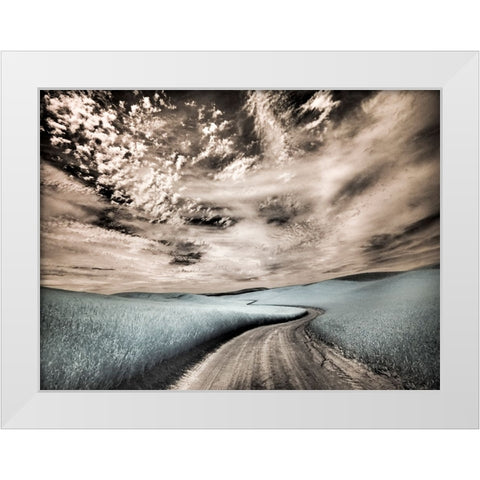 USA-Washington State-Palouse region-winding backcountry road through wheat fields White Modern Wood Framed Art Print by Eggers, Terry