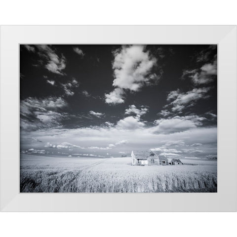 USA-Washington State-Palouse Infrared of old homestead with special clouds White Modern Wood Framed Art Print by Eggers, Terry