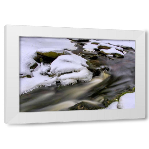 West Virginia, Blackwater Falls Flowing stream White Modern Wood Framed Art Print by OBrien, Jay