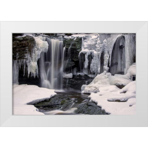 West Virginia, Blackwater Falls Frozen waterfall White Modern Wood Framed Art Print by OBrien, Jay