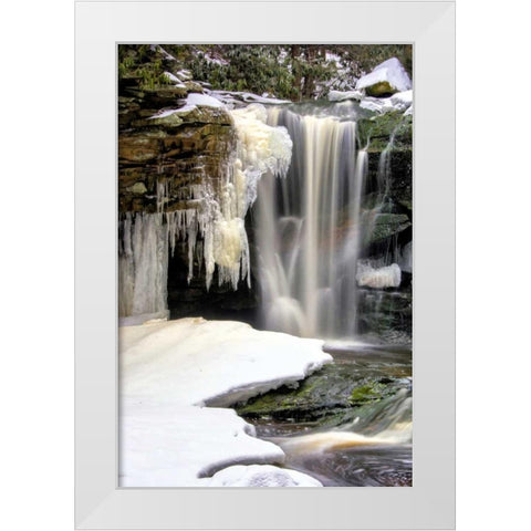 West Virginia, Blackwater Falls Frozen waterfall White Modern Wood Framed Art Print by OBrien, Jay