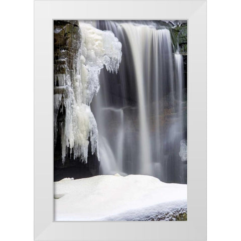 West Virginia, Blackwater Falls Frozen waterfall White Modern Wood Framed Art Print by OBrien, Jay