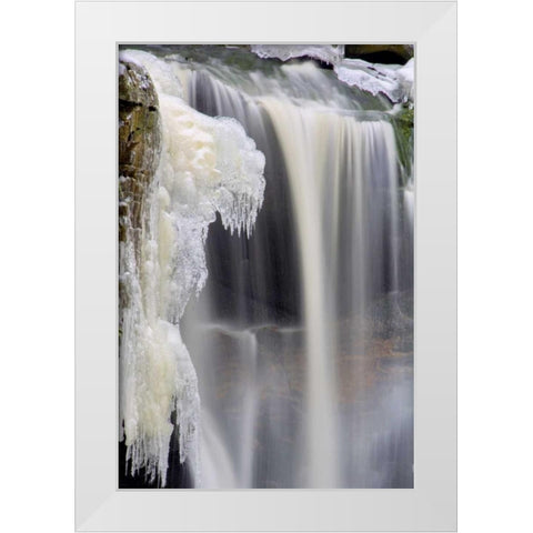 West Virginia, Blackwater Falls Frozen waterfall White Modern Wood Framed Art Print by OBrien, Jay