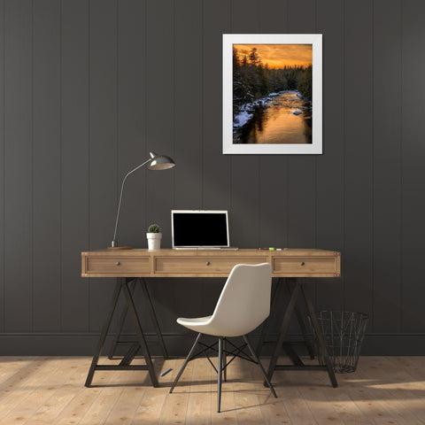 West Virginia-Blackwater Falls Sunset on Blackwater River landscape  White Modern Wood Framed Art Print by Jaynes Gallery