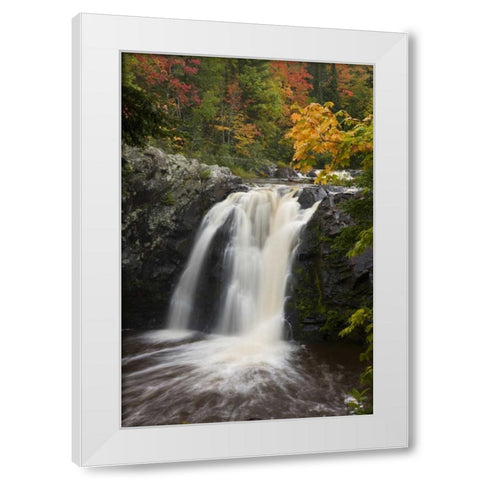 Wisconsin, Pattison SP Little Manitou Falls White Modern Wood Framed Art Print by Grall, Don