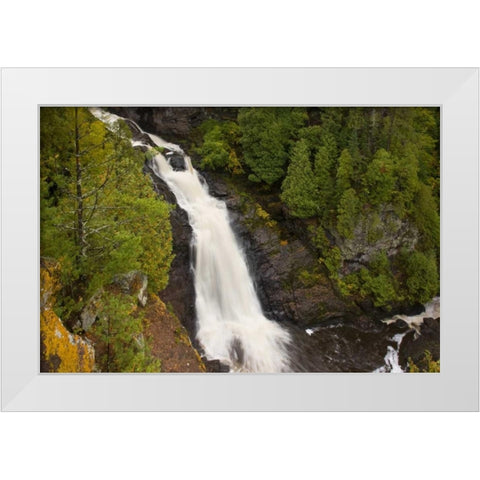 Wisconsin, Pattison SP Big Manitou Falls White Modern Wood Framed Art Print by Grall, Don