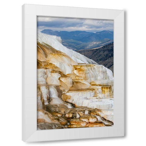 Colorful terrace-Canary Spring-Mammoth Hot Springs-Yellowstone National Park-Wyoming White Modern Wood Framed Art Print by Jones, Adam