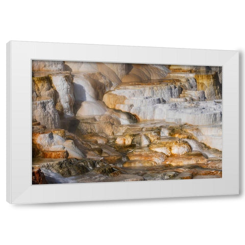 Colorful terrace-Canary Spring-Mammoth Hot Springs-Yellowstone National Park-Wyoming White Modern Wood Framed Art Print by Jones, Adam
