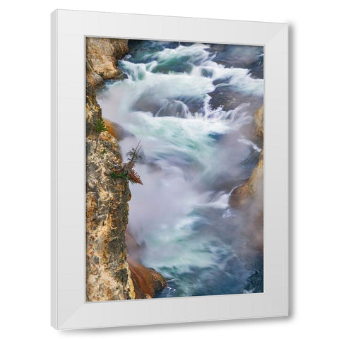 Yellowstone River at sunrise from Artist Point-Yellowstone National Park-Wyoming White Modern Wood Framed Art Print by Jones, Adam