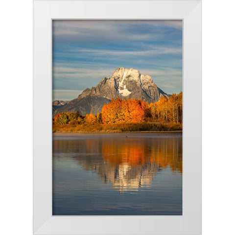 Autumn view of Mount Moran and Snake River-Grand Teton National Park-Wyoming White Modern Wood Framed Art Print by Jones, Adam