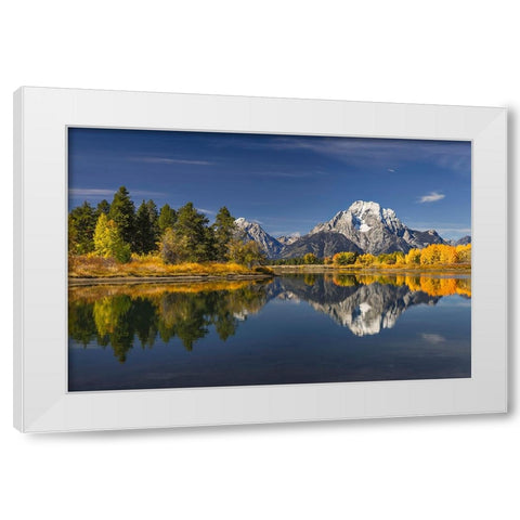 Autumn view of Mount Moran and Snake River-Grand Teton National Park-Wyoming White Modern Wood Framed Art Print by Jones, Adam