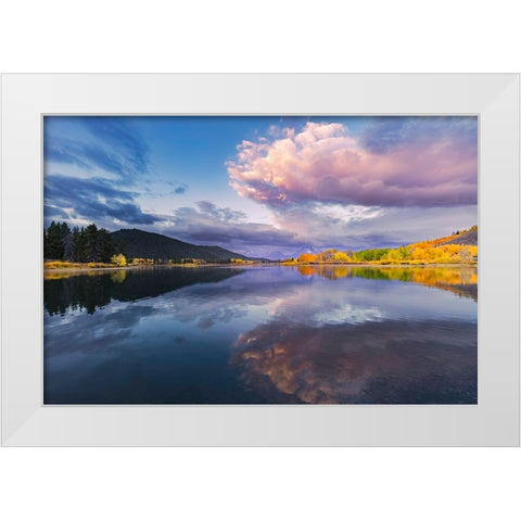 Sunrise on Teton Range-from Oxbow Bend-Grand Teton National Park-Wyoming White Modern Wood Framed Art Print by Jones, Adam