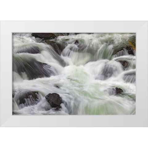 Flowing water in Firehole River-Yellowstone National Park-Wyoming White Modern Wood Framed Art Print by Jones, Adam