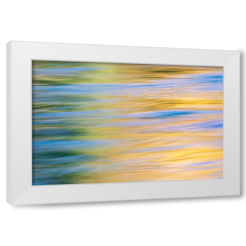 Sunset colors and trees reflecting on Snake River-Grand Teton National Park-Wyoming White Modern Wood Framed Art Print by Jones, Adam