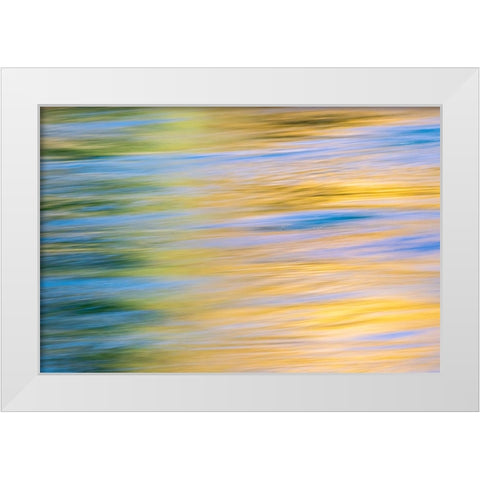 Sunset colors and trees reflecting on Snake River-Grand Teton National Park-Wyoming White Modern Wood Framed Art Print by Jones, Adam