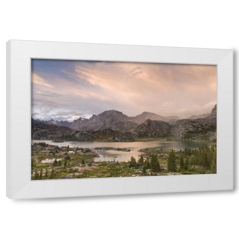 WY, Bridger NF Sunset on Wind River Range White Modern Wood Framed Art Print by Paulson, Don