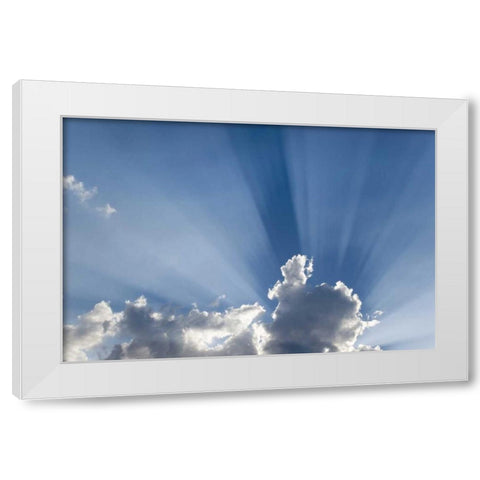 Crepuscular or Gods rays streak past cloud White Modern Wood Framed Art Print by Paulson, Don