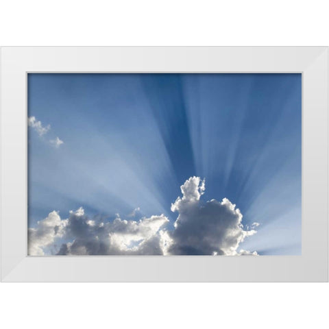 Crepuscular or Gods rays streak past cloud White Modern Wood Framed Art Print by Paulson, Don