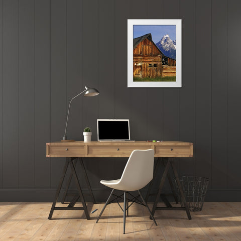 WY, Grand Tetons Dilapidated barn by Mormon Row White Modern Wood Framed Art Print by Flaherty, Dennis